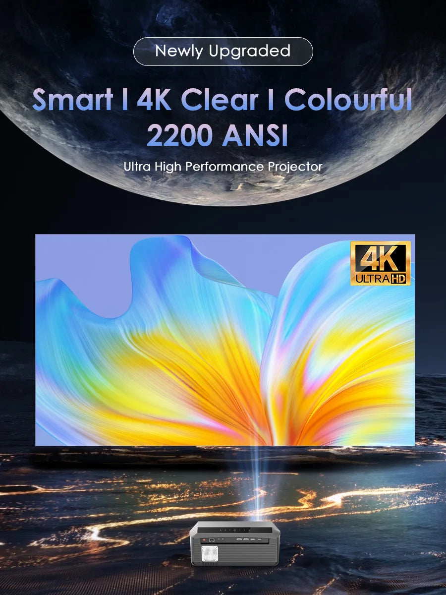 4K beamer Projector for Movies 2200 ANSI Auto Focus Native Full HD 5G