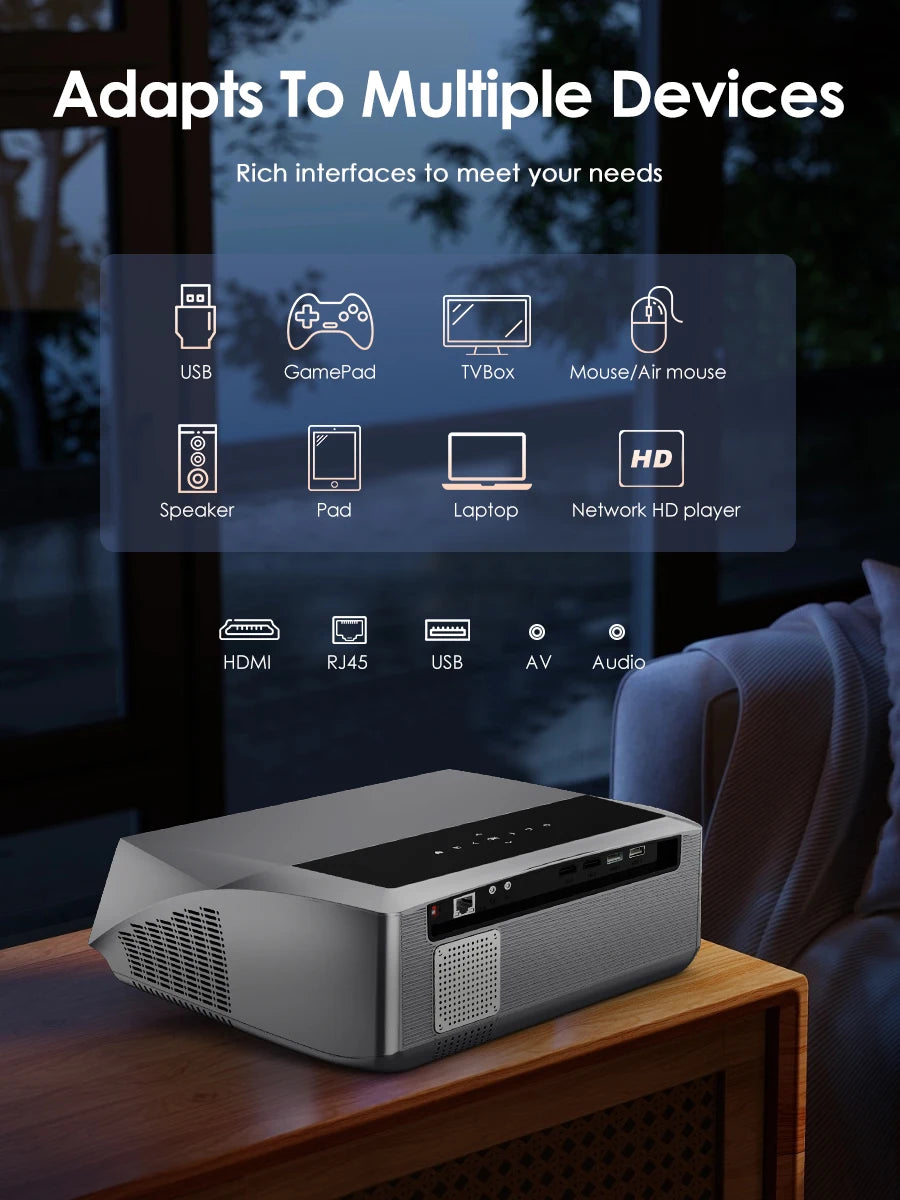 4K beamer Projector for Movies 2200 ANSI Auto Focus Native Full HD 5G