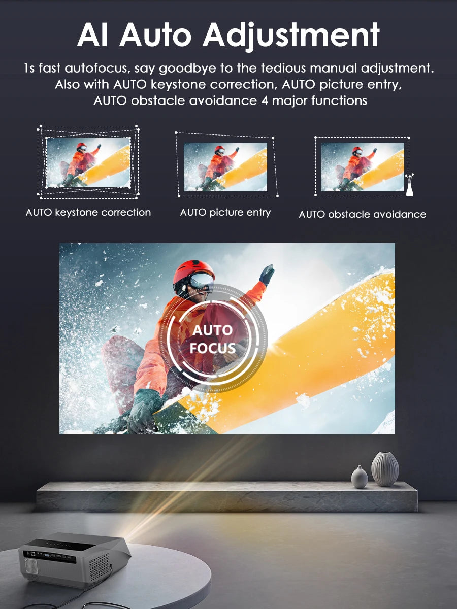 4K beamer Projector for Movies 2200 ANSI Auto Focus Native Full HD 5G