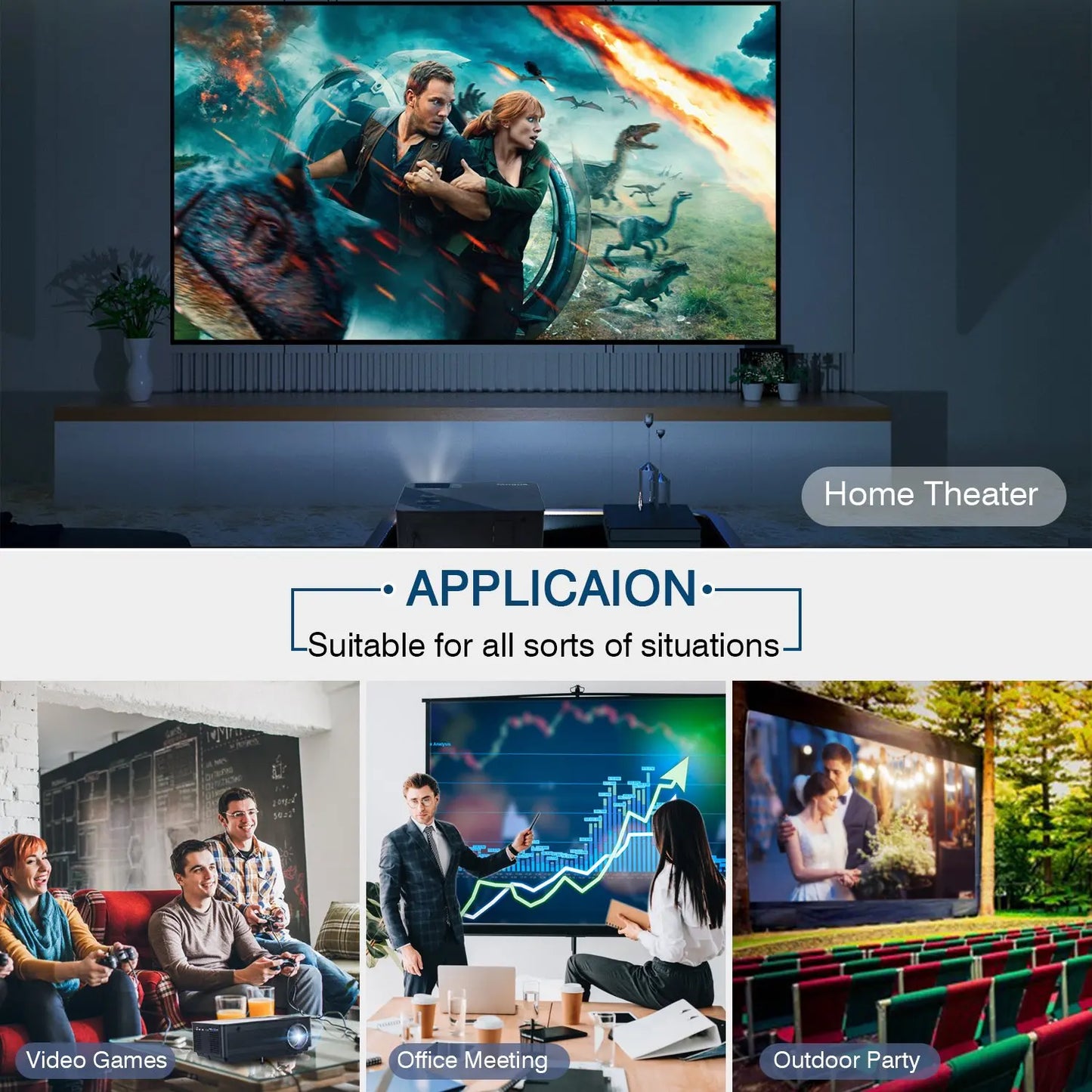 FANGOR 4K Smart Projector – 26,000LM, WiFi, Dolby Audio, USB/HDMI, Roku Compatible
