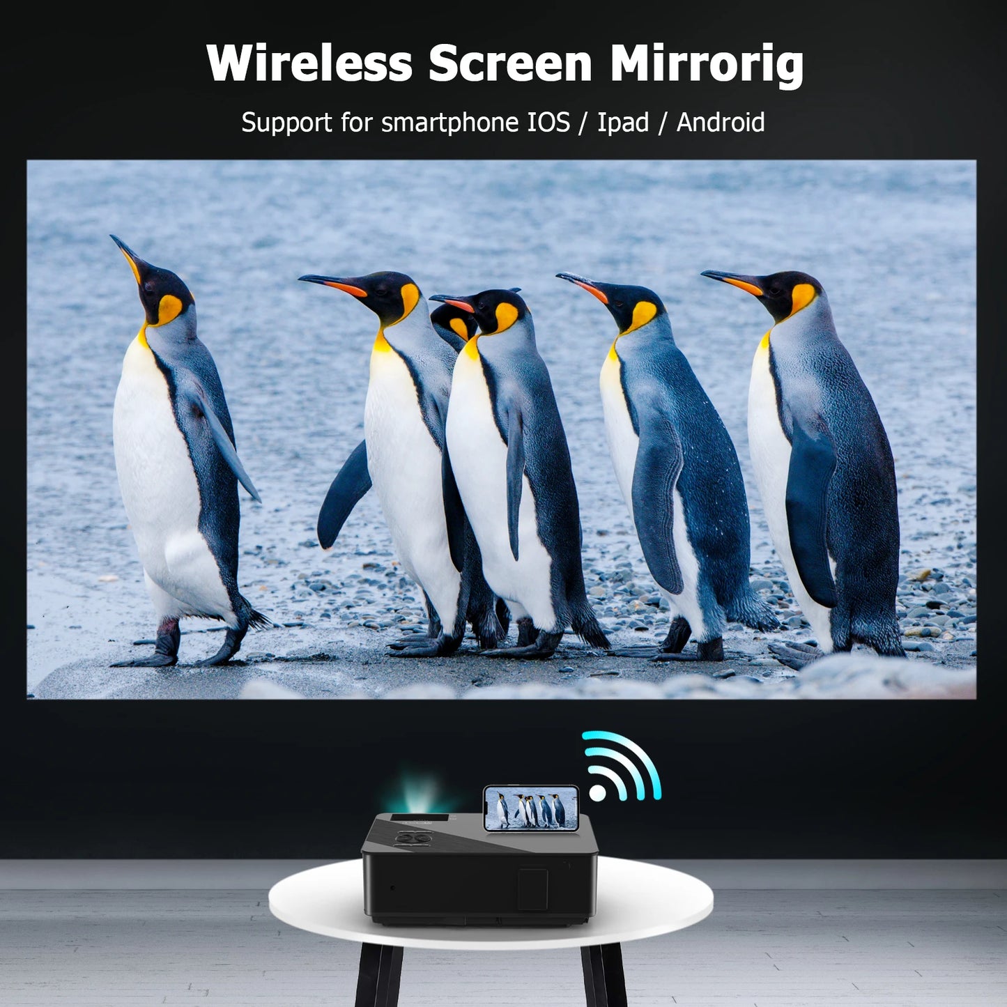 FANGOR 4K Smart Projector – 26,000LM, WiFi, Dolby Audio, USB/HDMI, Roku Compatible