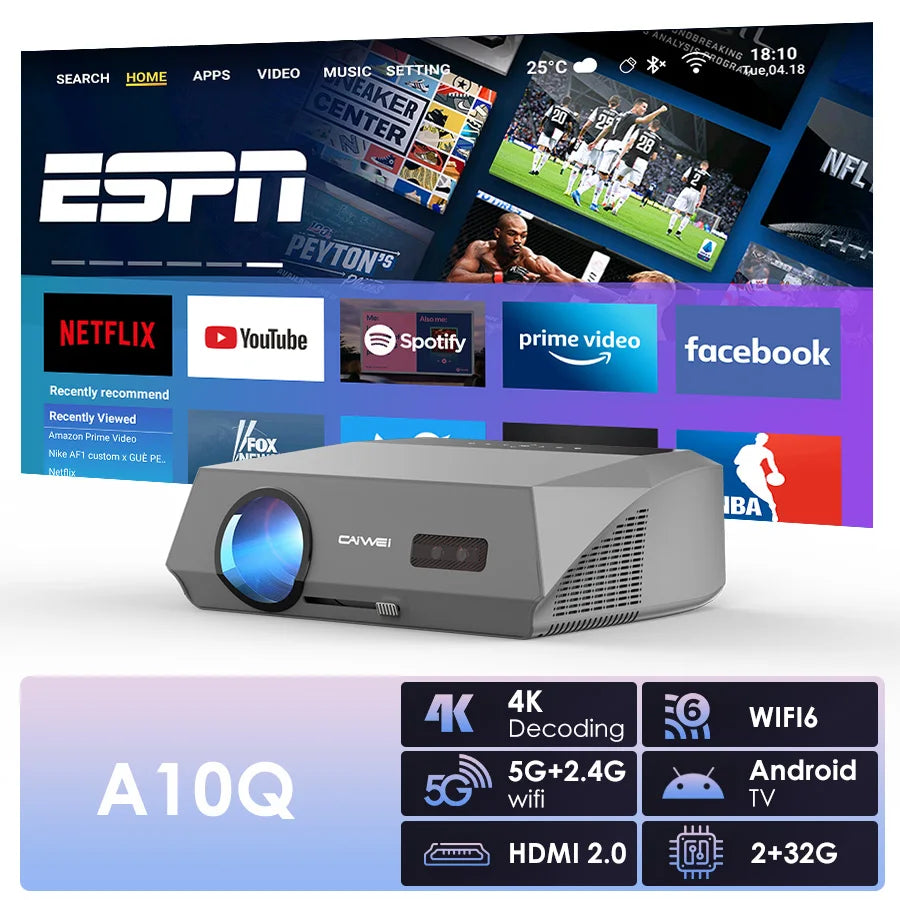 4K beamer Projector for Movies 2200 ANSI Auto Focus Native Full HD 5G