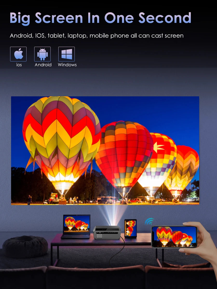 4K beamer Projector for Movies 2200 ANSI Auto Focus Native Full HD 5G